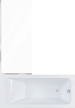 Комплект Акриловая ванна STWORKI Стокгольм 165x70 см, с каркасом + Шторка DIWO Анапа неподвижная, 70х140, профиль хром глянцевый, прозрачное стекло в #REGION_NAME_DECLINE_PP#